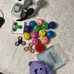 fidgets, smart watches, hacky sacks, whoopsies, kids stuff
